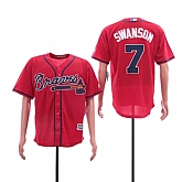 Braves 7 Dansby Swanson Red Cool Base Jersey Sguo,baseball caps,new era cap wholesale,wholesale hats